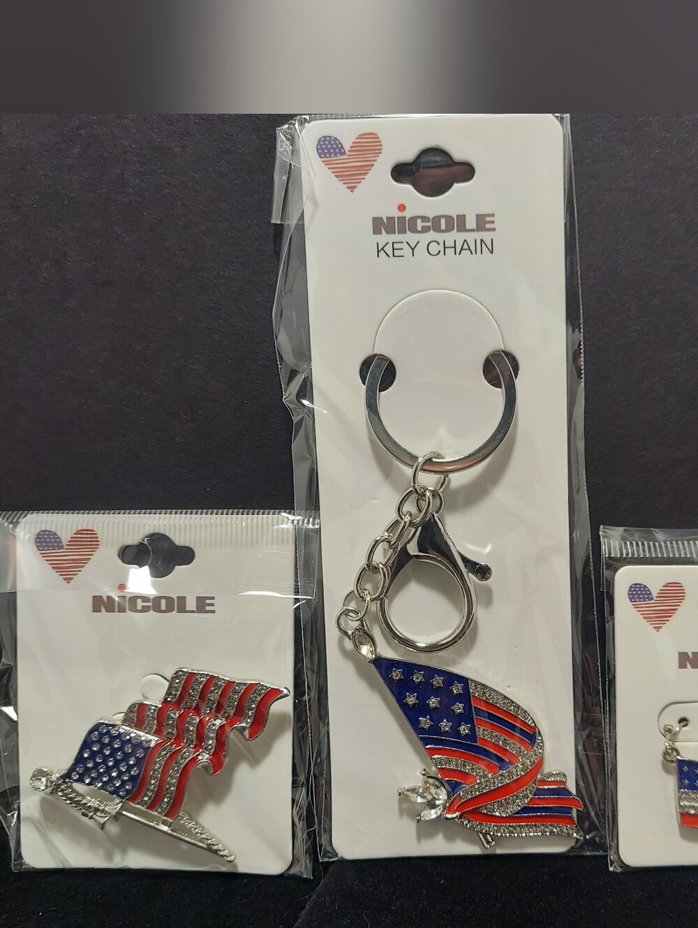American Flag 3 Piece Accessory Collection Silver-tone # 1